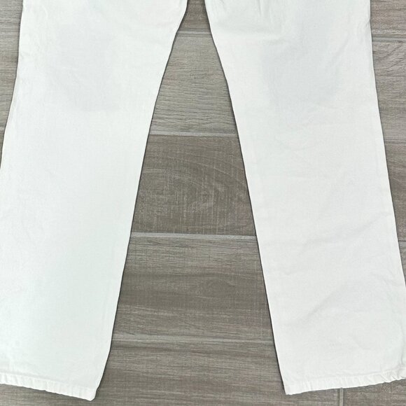Frame Le Hollywood High Rise Distressed Jeans in Rumpled Blanc Rips White Denim - Picture 8 of 10